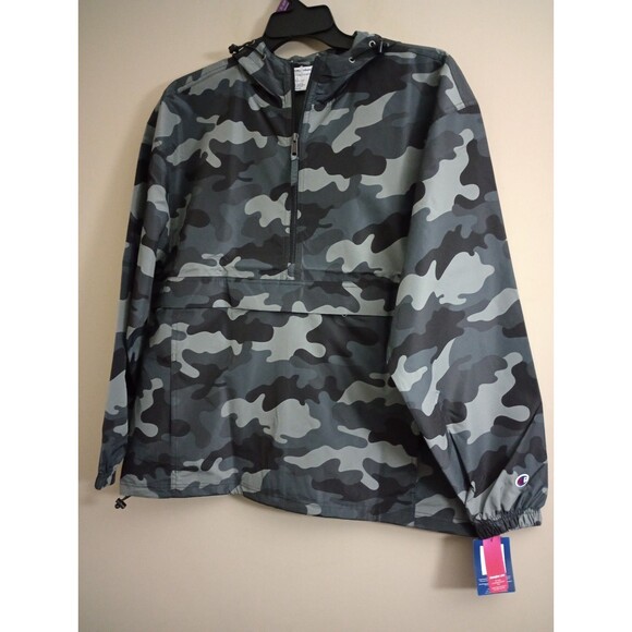 Champion Other - NWT Champion Lightweight Black/Grey Camo Waterproof Windbreaker Jacket Size L